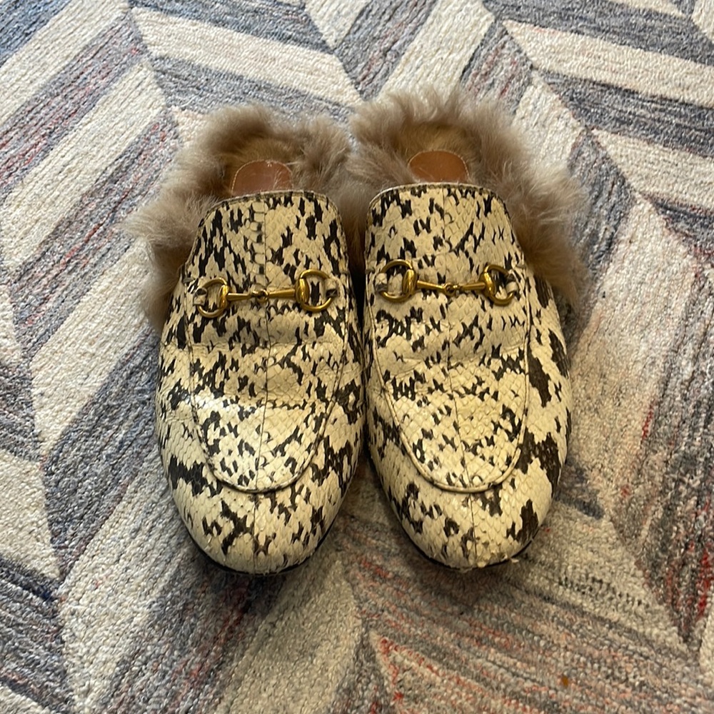 Gucci Princetown python flats